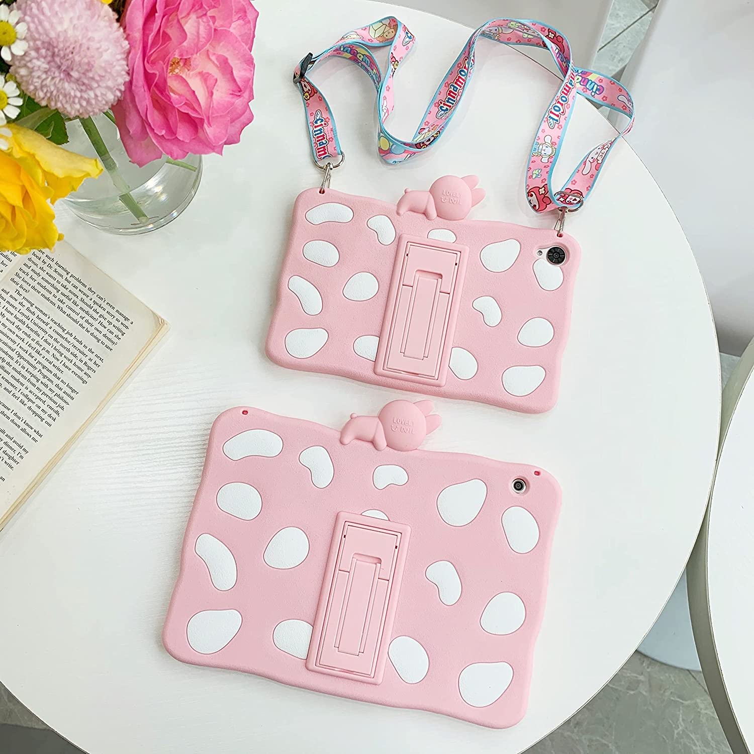 Soft Silicone Pink Cute Kawaii Pattern Tablet Case with