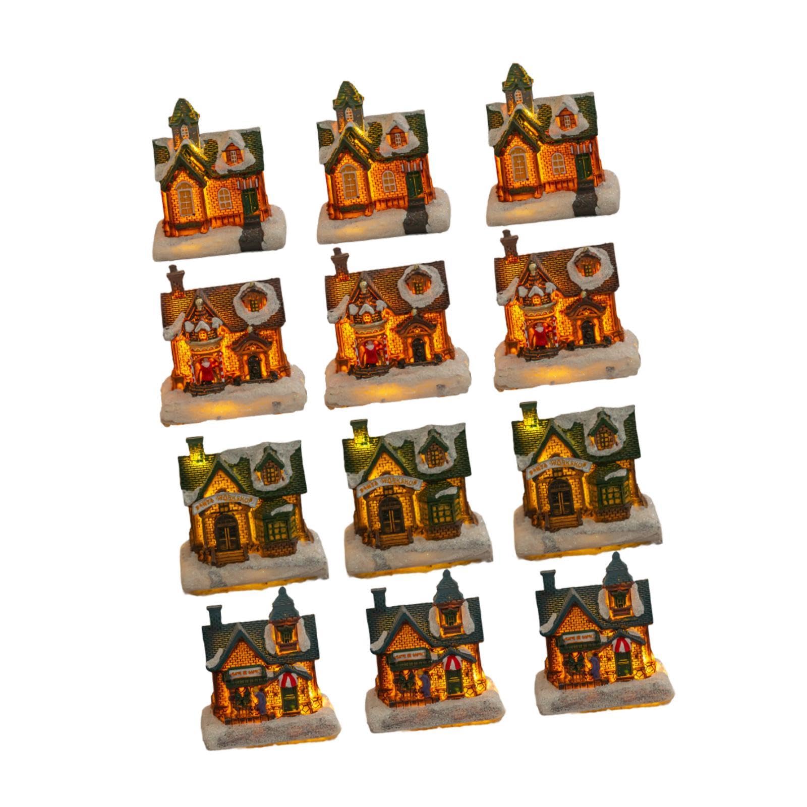 12x Adornos Navideños para Casas de Nieve Decoración Navideña Figura Decorativa Coleccionable Escritorio Fiesta Boda Escultura de