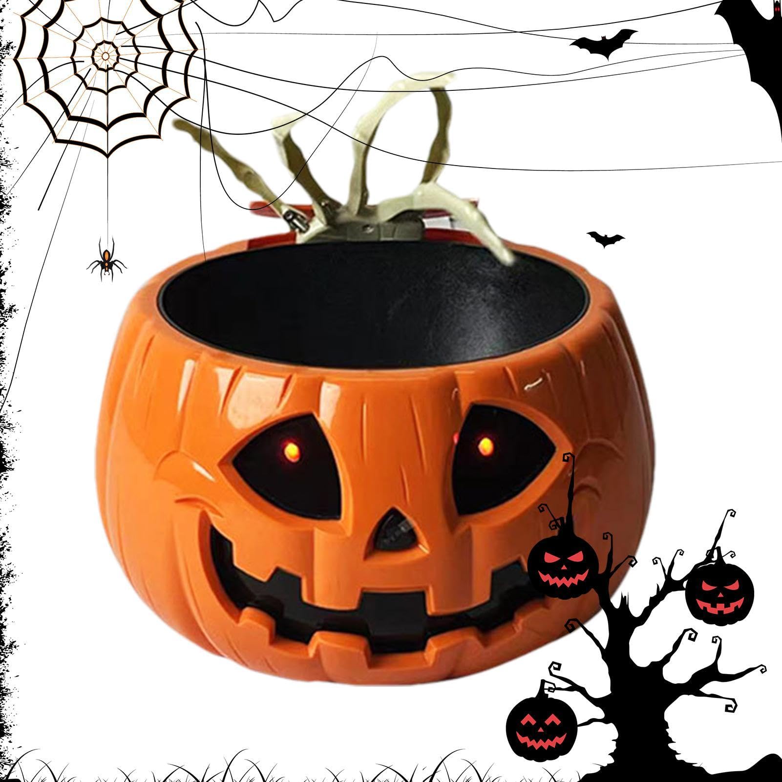 Halloweenowa Miska Na Cukierki Elektryczna Dyniowa Miska Na Słodycze Z Ręką | Do Podawania Do Nawiedzonego Domu Przyjęć Urodzinowych Klasy Domu Podwórka Ganku