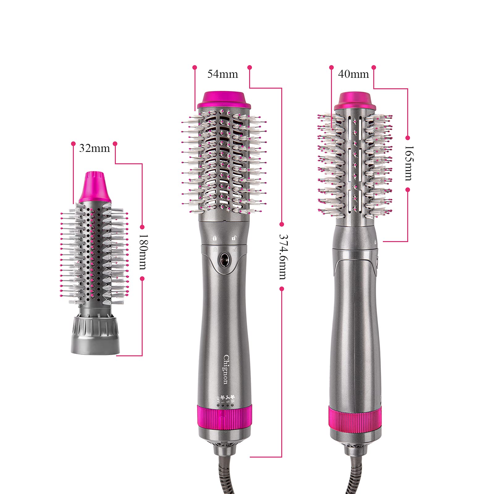 Cepillo Alisador de Pelo,Chignon Cepillo Secador de Pelo,Multifuncional Ion  Negativo Cepillo de Aire Caliente \u0026 Cepillo Voluminizador con Cabezal de  Cepillo Intercambiable : Amazon.es: Belleza