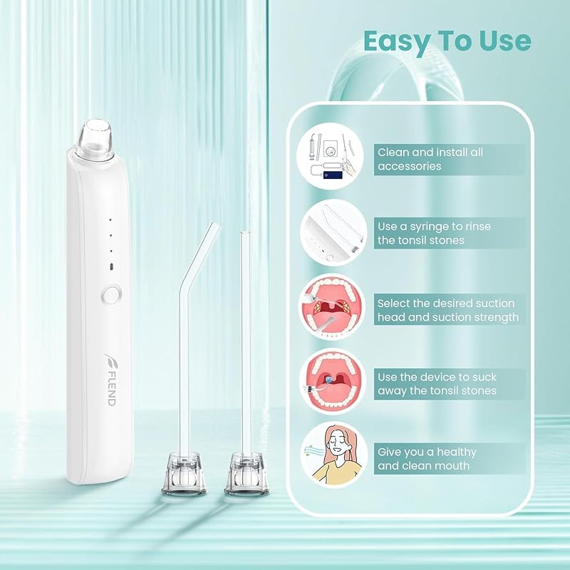 Bubbacare Elektromos Mandulakő Eltávolító Készlet - 3 Fokozatú Szívóerővel, LED Világítással, Fecskendővel - Rossz Lehelet Megszüntetésére