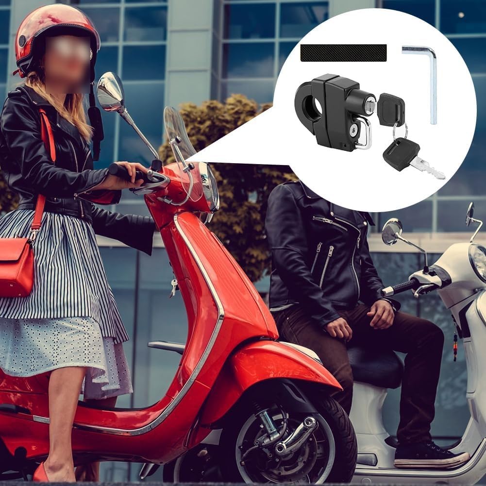 Helmschloss für Motorräder und Roller mit Schlüssel, Zinklegierung, Schloss passt für Lenker 2 2 2 8 cm Diebstahlschutz für Helme und Zubehör