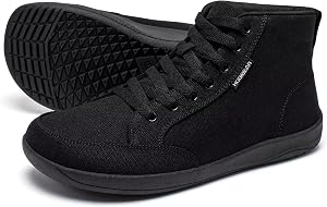 HOBIBEAR Unisex Barefoot Shoes | Wide Toe Box | High Top Canvas | Comfortable Trail Running Sneaker