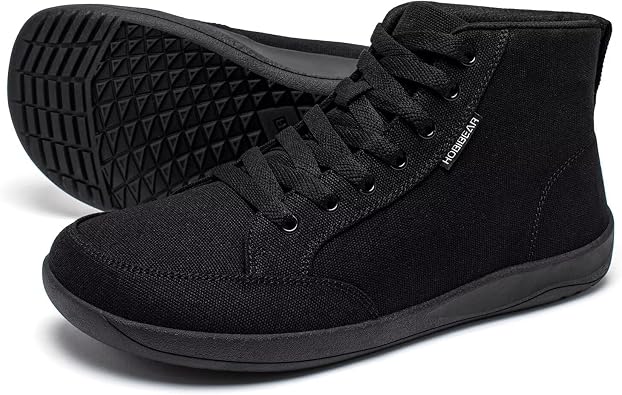 HOBIBEAR Womens Barefoot Shoes | Wide Toe Box | High Top Canvas | Comfortable Trail Running Sneaker