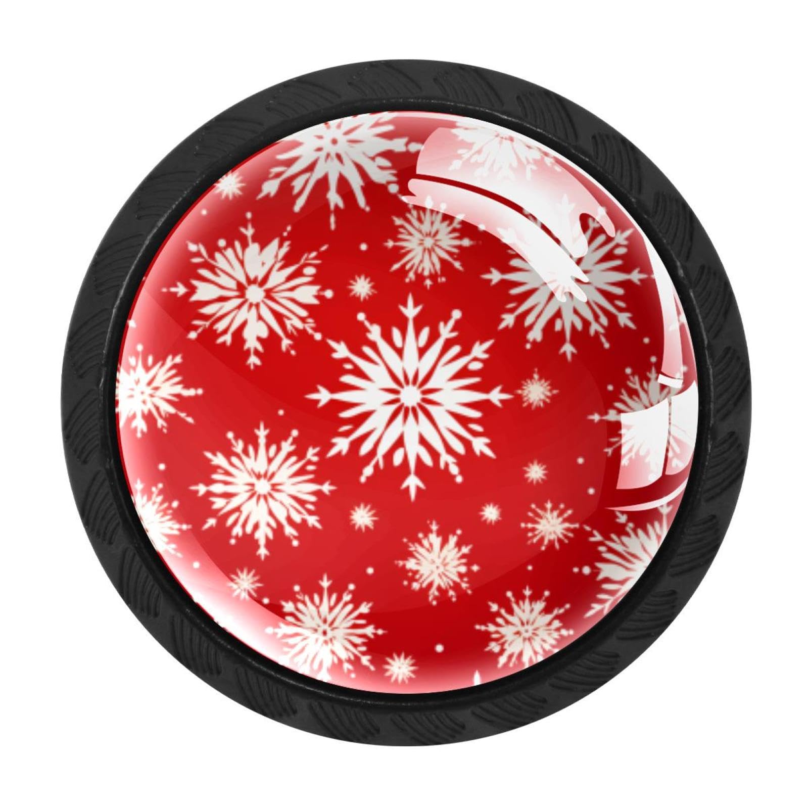 Chenzzzz Multicolored 05 4 Pack Round Cabinet Knobs For Kitchen Bathroom Closet Dresser Cabinets, Christmas Snow