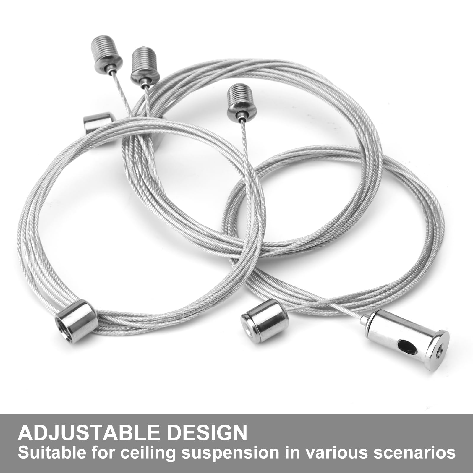 HAMRVL 4 Cavi Metallici Per Appendere Cartelli E Quadri – Regolabili 1 M, Con Ganci, Acciaio Inox 304, Carico 10 Kg