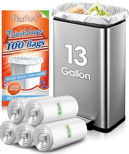 Bolsas de basura de 13 galones (12 a 15 galones), bolsas de basura fuertes y altas para cocina, bolsas de basura transparentes para cocina, hogar,