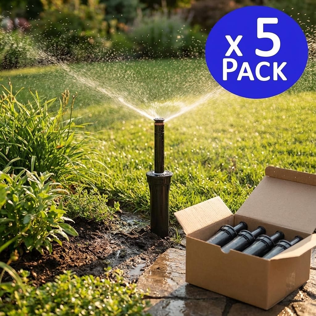 Pack 5 Aspersor de Riego Hunter Pro Spray-04, Altura de Elevación 10 cm - Difusor de Riego PROS-04 - Riego de Jardin - No Incluye Tobera