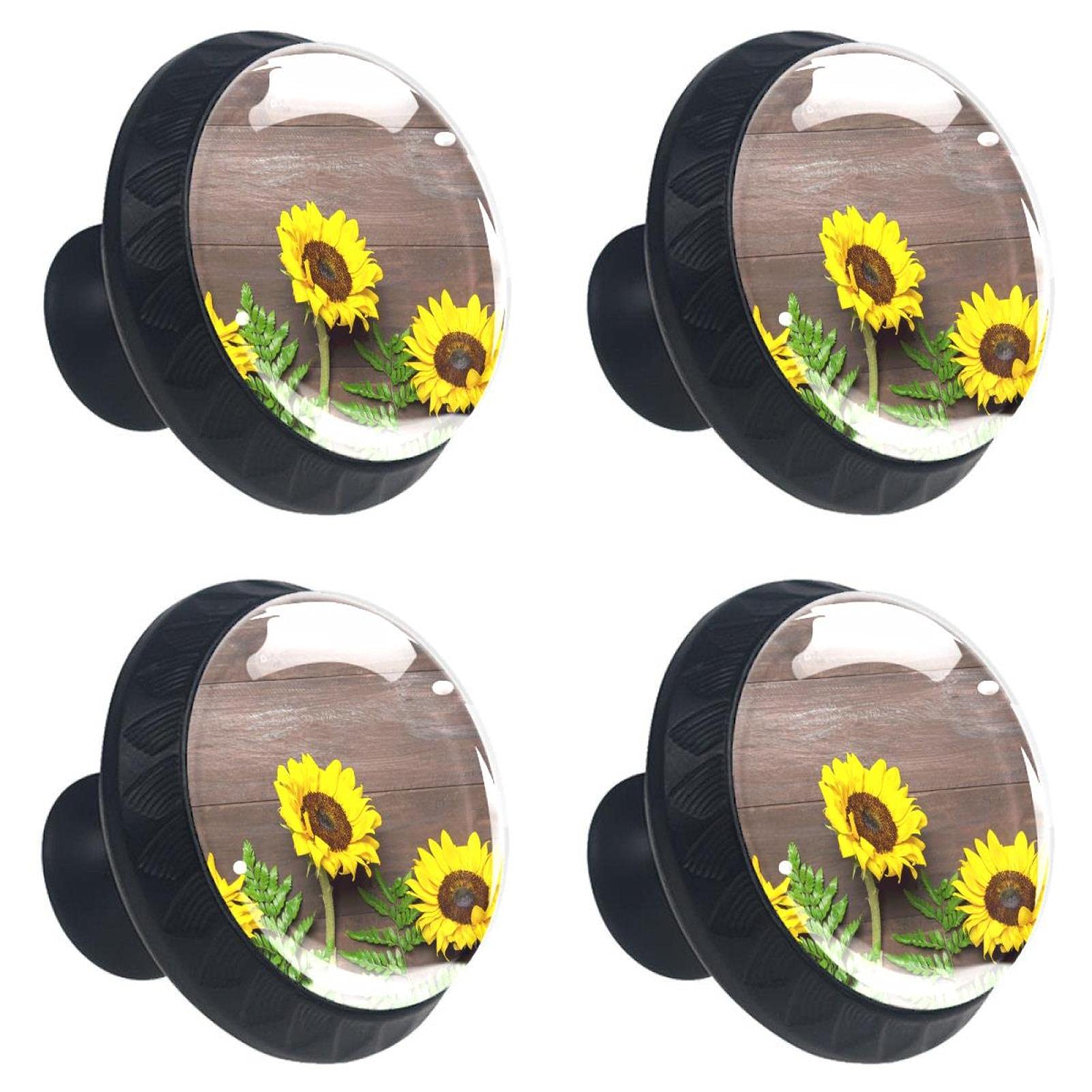 Boutons de tiroir en cristal et bois motif fougère pour une décoration raffinée
