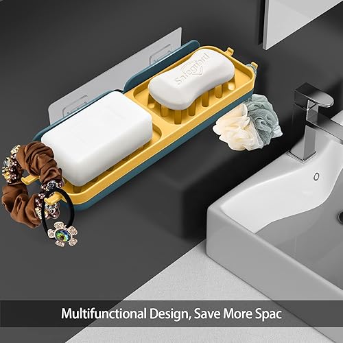 Miniatura 4 de Soporte de jabón para pared de ducha, con potente adhesivo, autodrenante, impermeable, libre de óxido y sin daños, diseño montado en la pared para