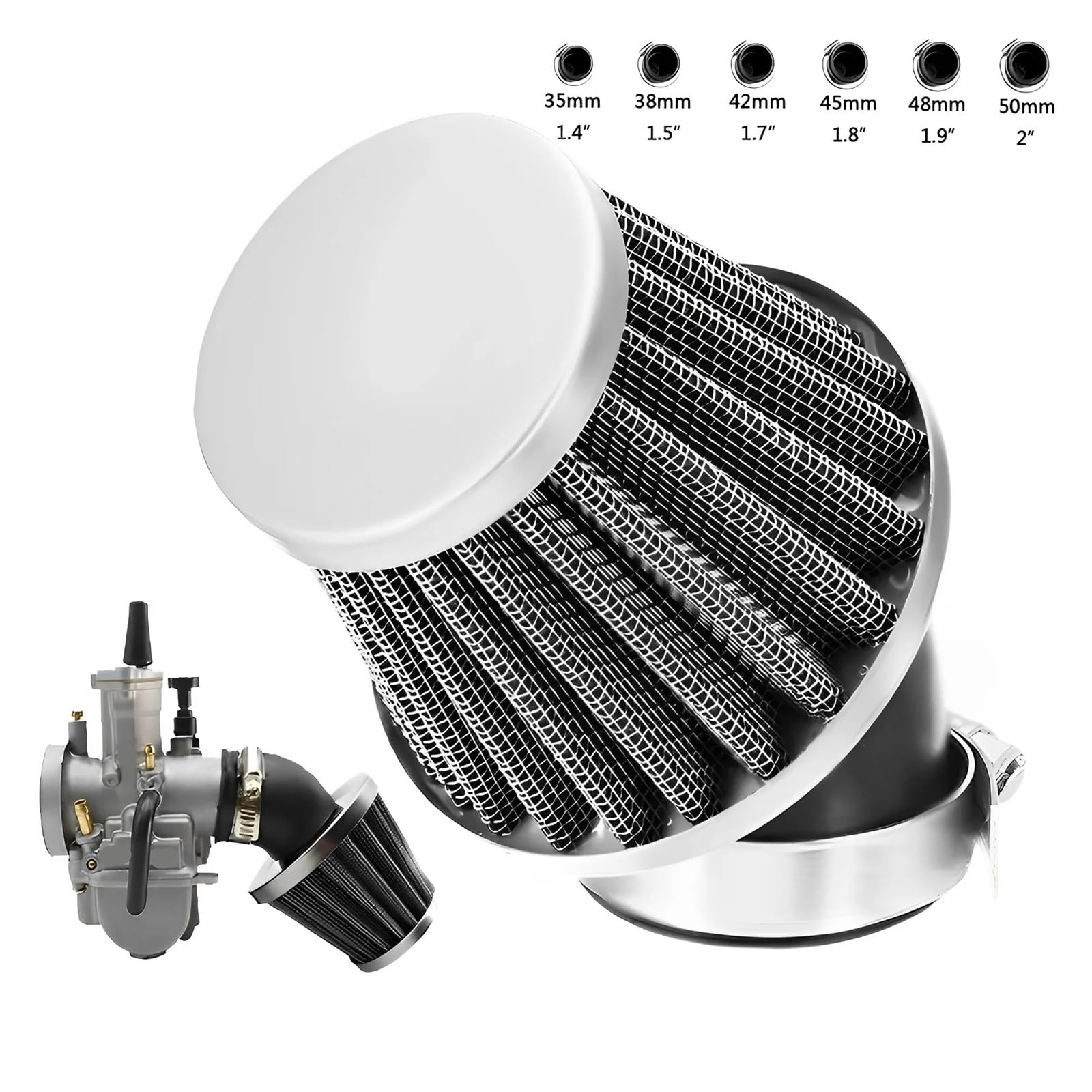 Filtro Aire Motocicleta Filtro De Aire Universal 35mm 38/42/45/48/50mm Motocicleta para 50cc 110cc 125cc 140cc Scooter Pit Dirt Bike