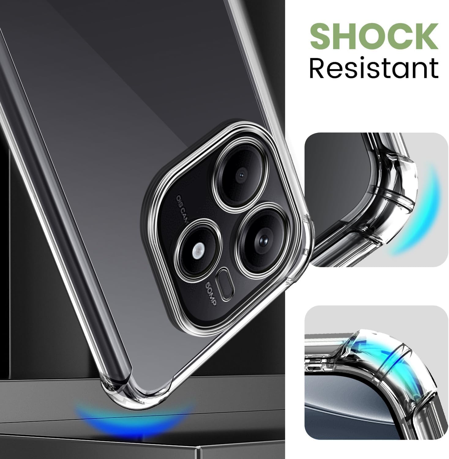New&Teck - Cover per Xiaomi Redmi Note 14 Pro 5G (non 4G) Custodia in silicone trasparente TPU flessibile, Bumper con angoli rinforzati