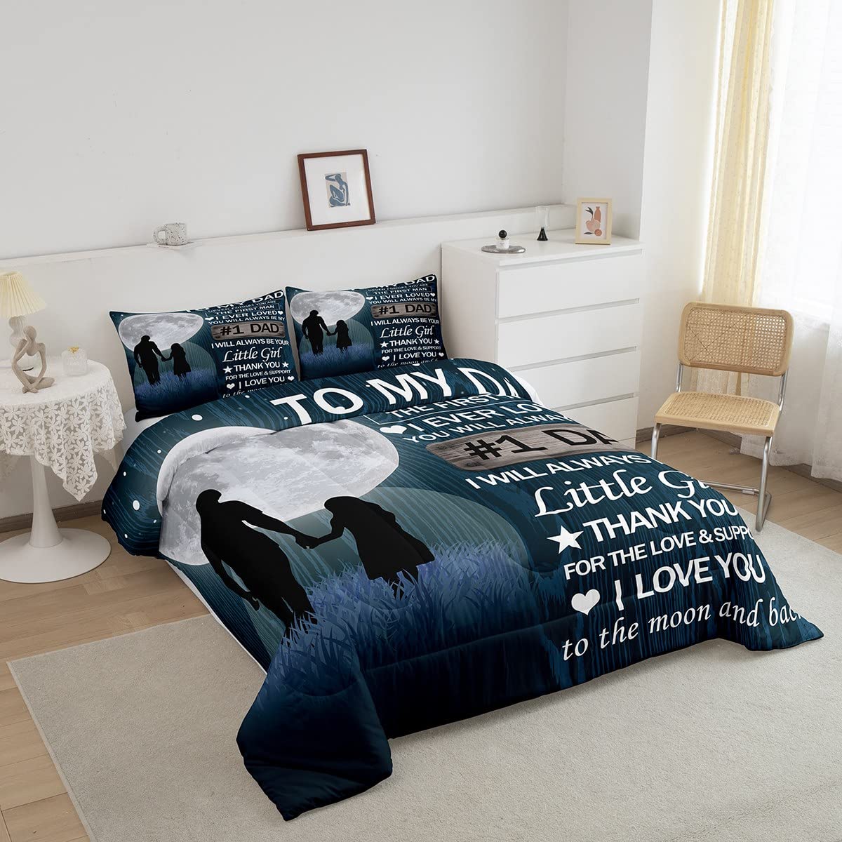 Juego de Ropa de Cama para el día del Padre, Regalos de cumpleaños para papá, Abuelo, Juego de edredón Ultra Suave de Hija, edredón de Relleno Interior, decoración de habitación, Juego de edredón de