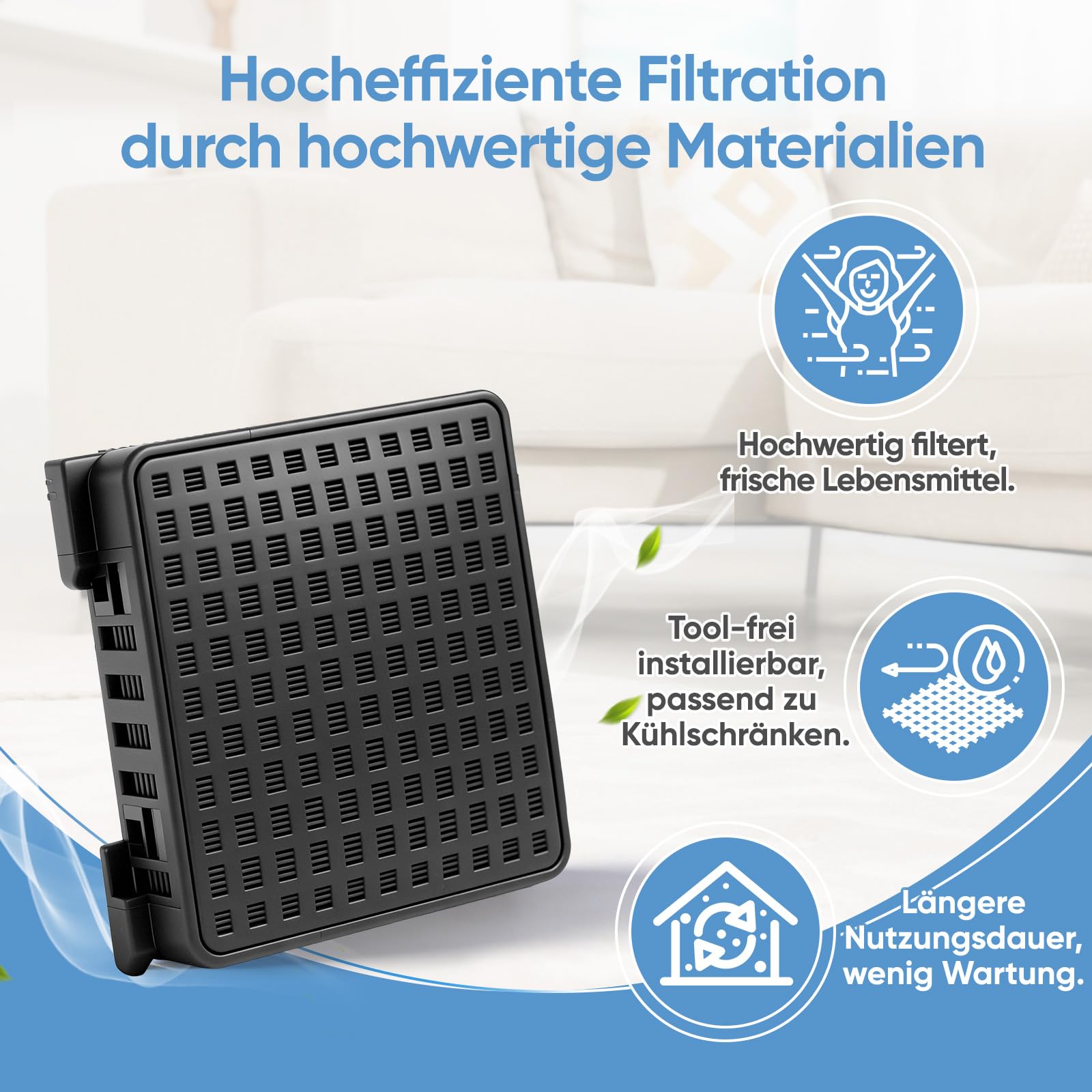 4 Stück Aktivkohlefilter Kompatibel mit Liebherr Kühlschränken & Weinkühlern 7440021-00 9096989 9882460 988246000 Fresh Air Filter für Kühlschränke