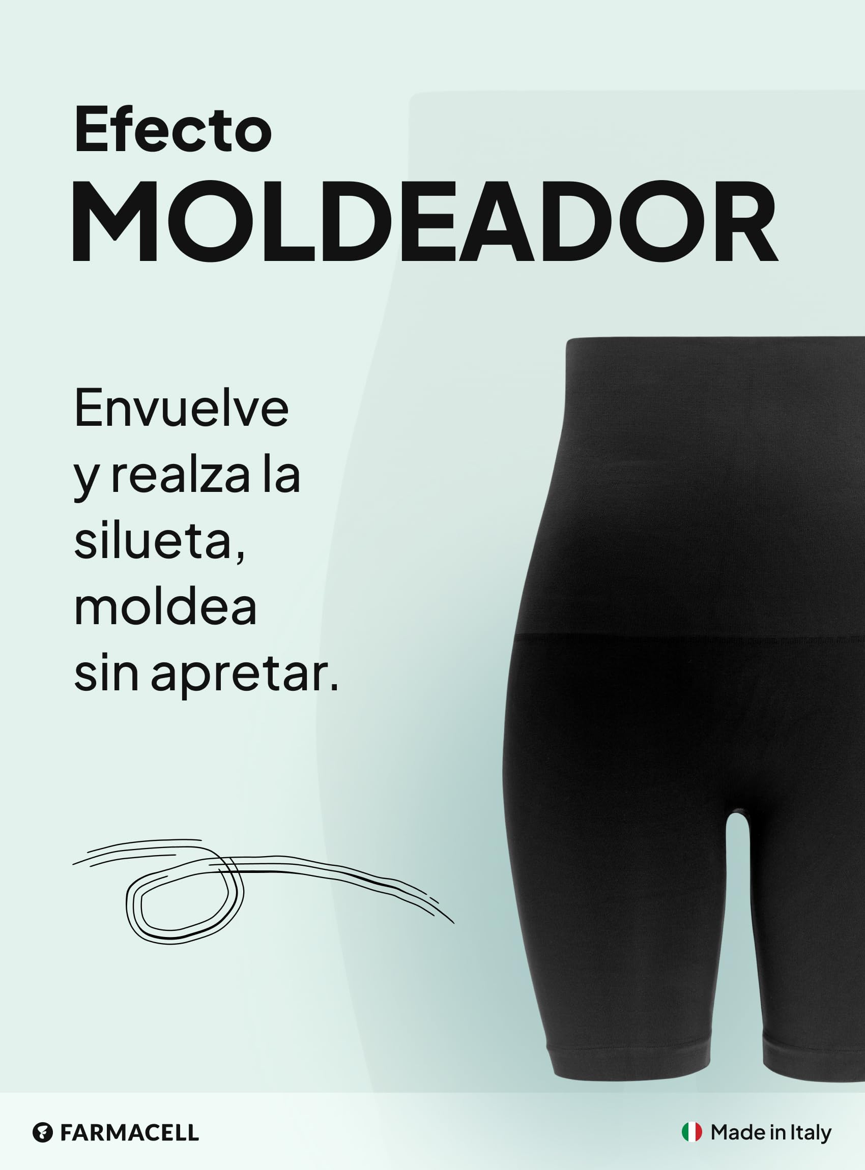 Farmacell Faja Pantalón Mujer con Efecto FIR Anticelulitis y Cintura Alta Doblable, Made in Italy, 603Y