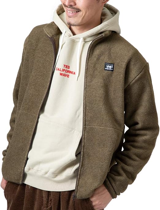 Amazon Tes フリースジャケット メンズ レディース フリース スタンドカラー Buhi ブヒ テス The Endless Summer ザエンドレスサマー アウトドア サーフ系 カーキ ｍ サイズ コート ジャケット 通販