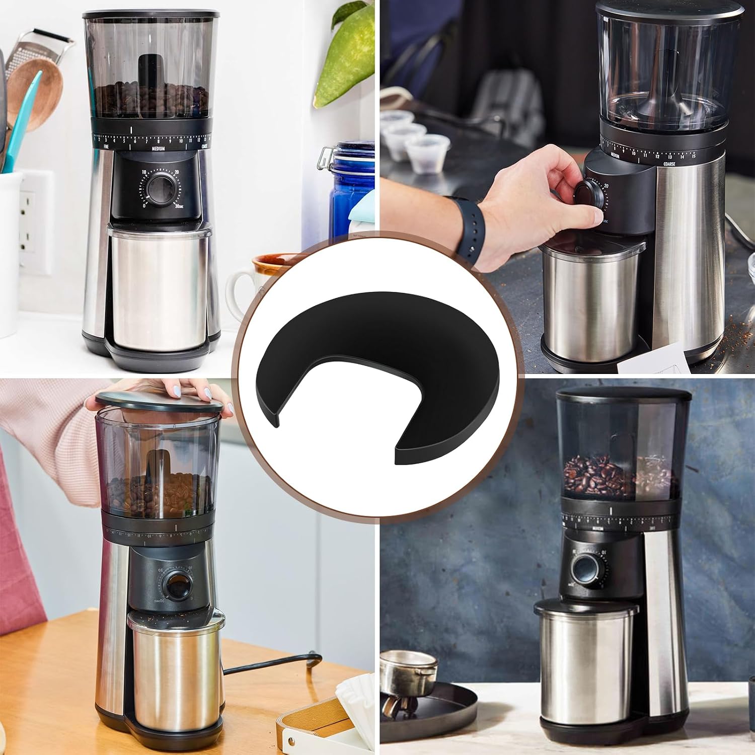 Coffee Grinder Replacement Lid for OXO Brew Conical Burr Coffee Grinders, Container Lid for OXO Burr Coffee Grinder Parts (Black)
