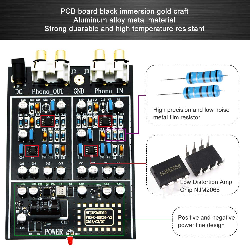 FX AUDIO Phono Preamp for Turntable MM Phonograph Preamplifier with RCA