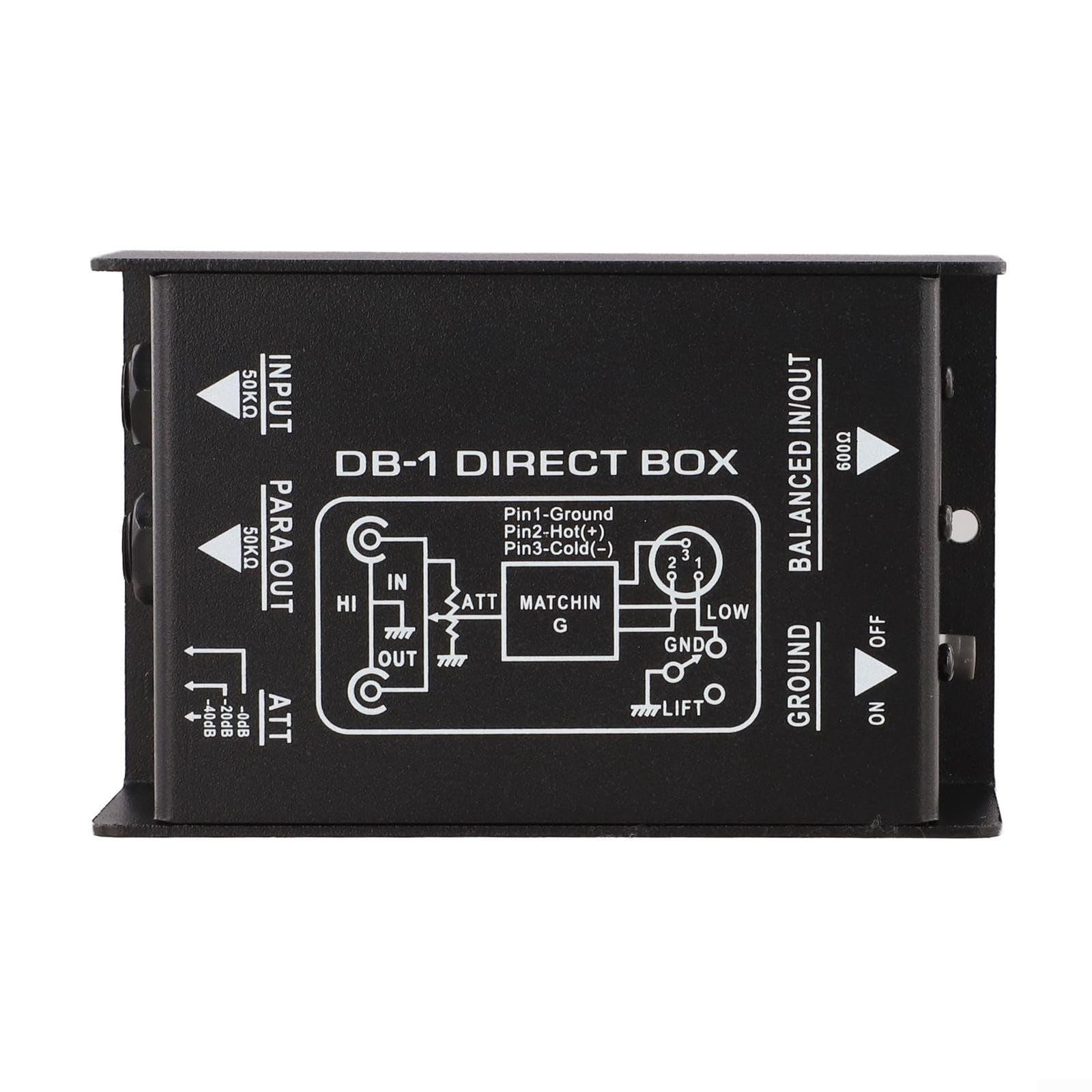 Pasywny DIBox XLR Single Channel Audio izolator do gitary basowej - redukcja szumów konwerter impedancji Studio Live Scena 12 x 7,6 cm