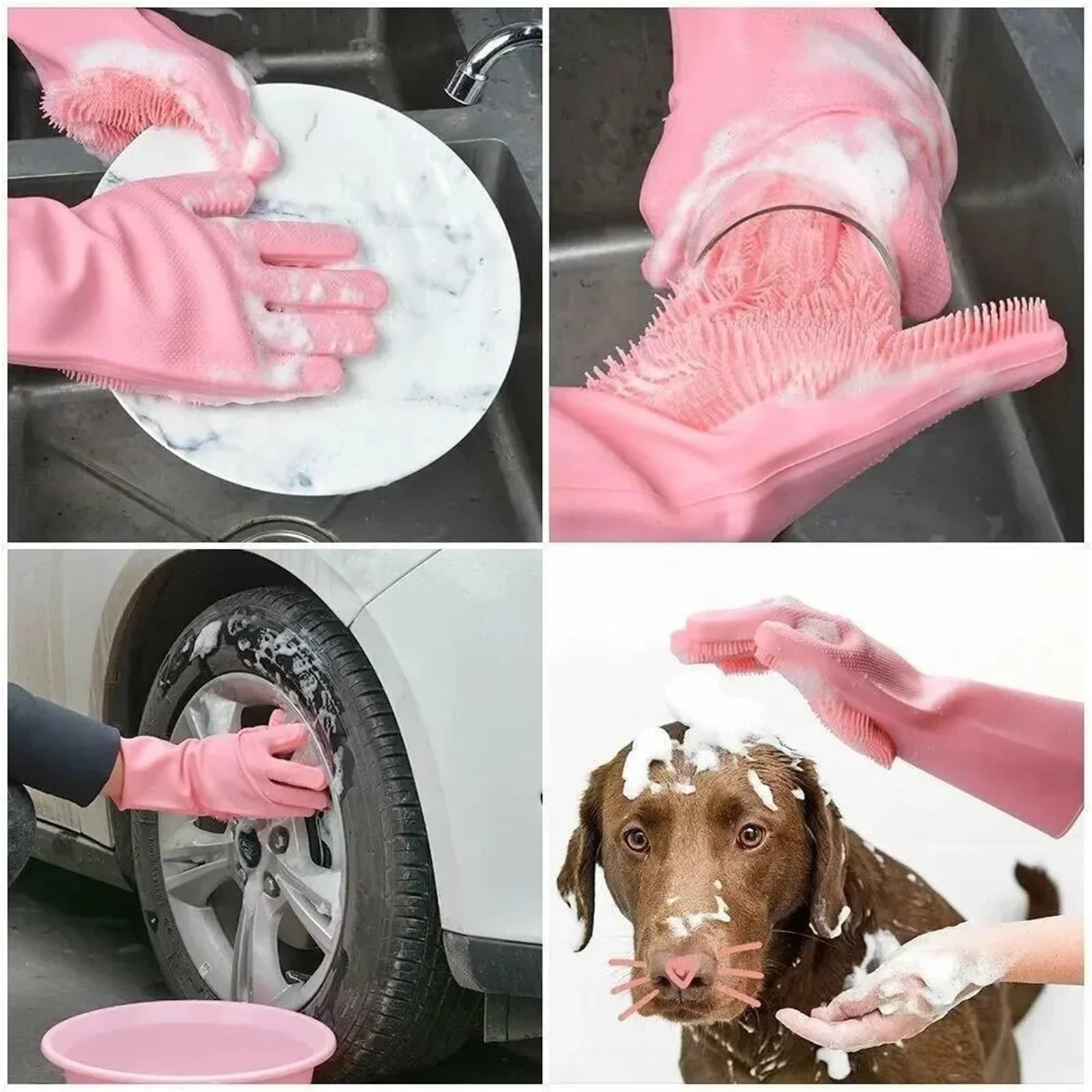Guantes Limpieza Guantes for lavar platos (1-6 unidades), de silicona, multifuncionales, for limpieza del hogar, eliminan manchas, no grasosos y resistentes al calor