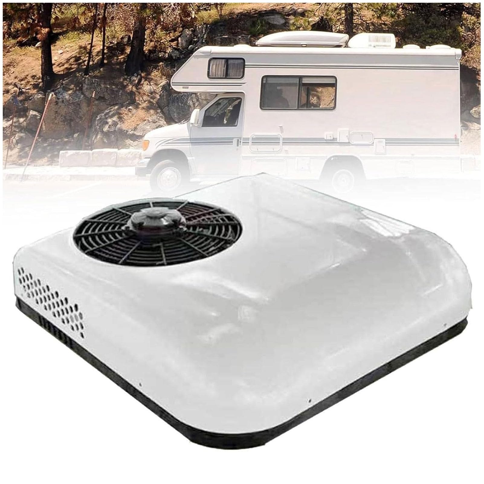 Klimatyzator dachowy 12 V RV na prąd stały 450 m³/h Objętość powietrza Jednostka klimatyzacyjna 12 V Pasuje do koparki samochodowej Camper van White-12V