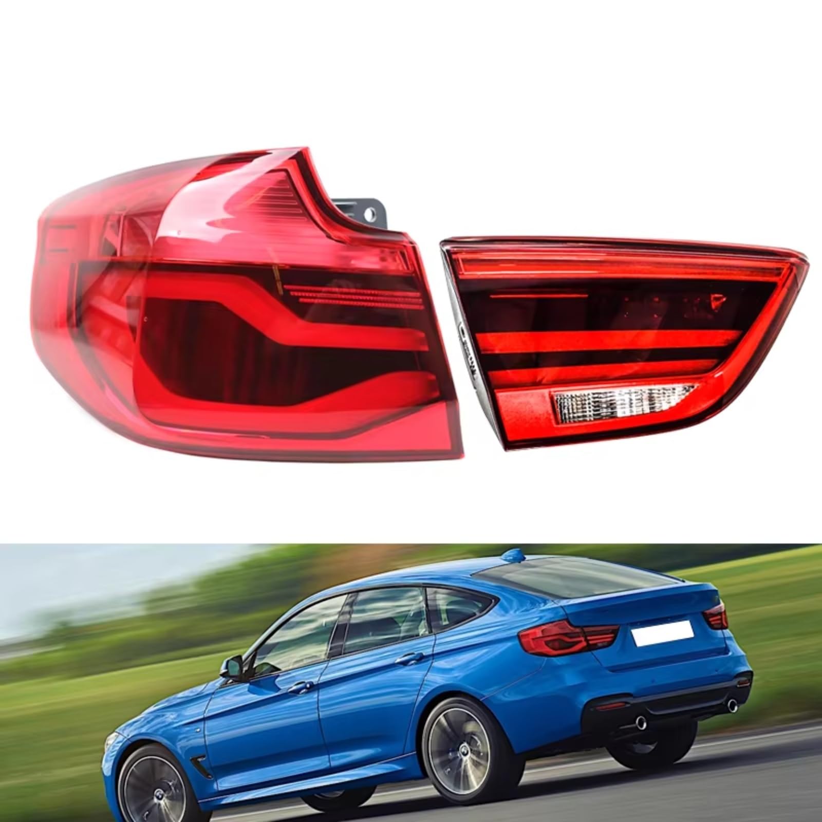 Compatible Con Para Serie 3 F34 LCI 2017 2018 Luz Trasera Coche Señal Giro Parada Lámpara Freno Estacionamiento Lámparas Conducción Lámpara Marcha Atrás luces advertencia traseras(Inner Left)