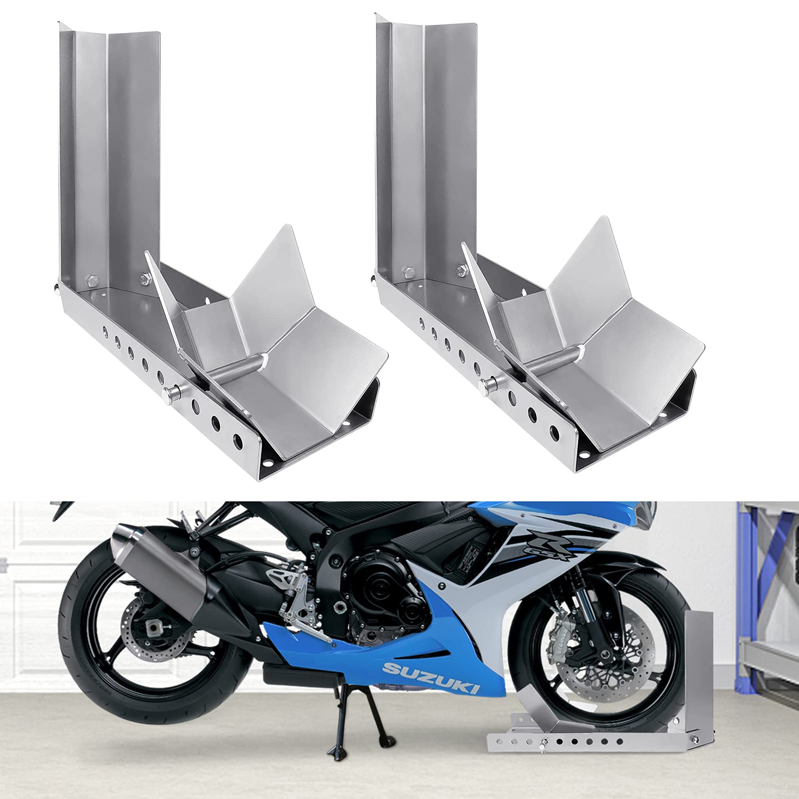 HENGMEI Supporto di carico per ruota anteriore per moto, per ruota da 60 a 145 cm di larghezza (2 pezzi)