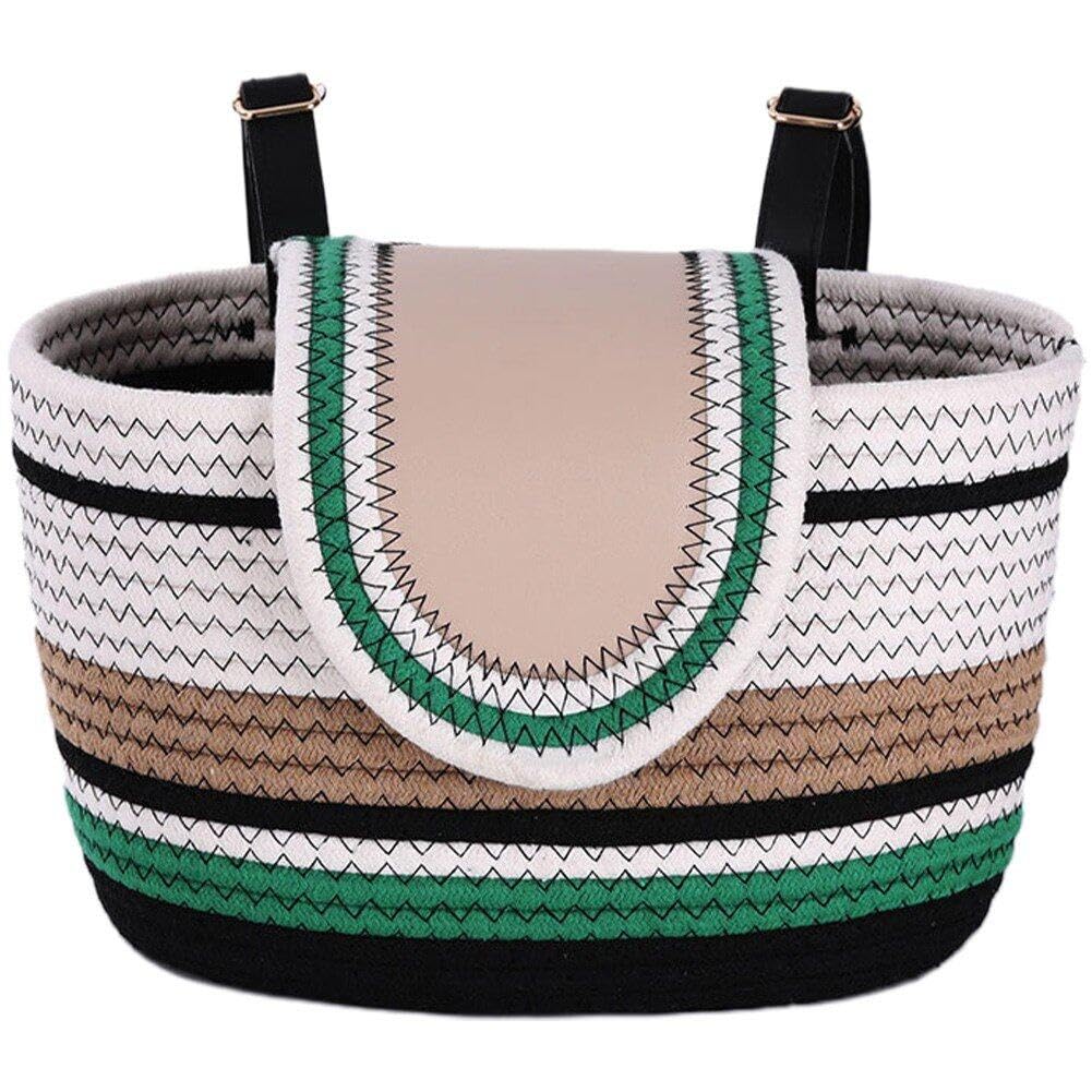 Muteitt Bicycle Basket for Front Handlebar Woven Bike Front Storage Basket with Adjustable Straps for Mountain Bike Accessories