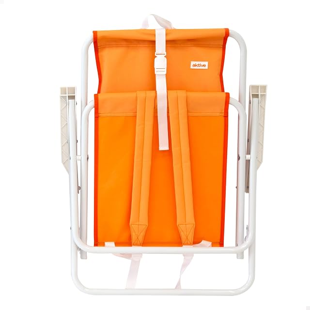 Foto 8 de 8 de AKTIVE Pack 2 sillas Playa, 44x40x81 cm, Asiento Medio 28 cm, Naranja, Respaldo Fijo, Bolsillo Trasero