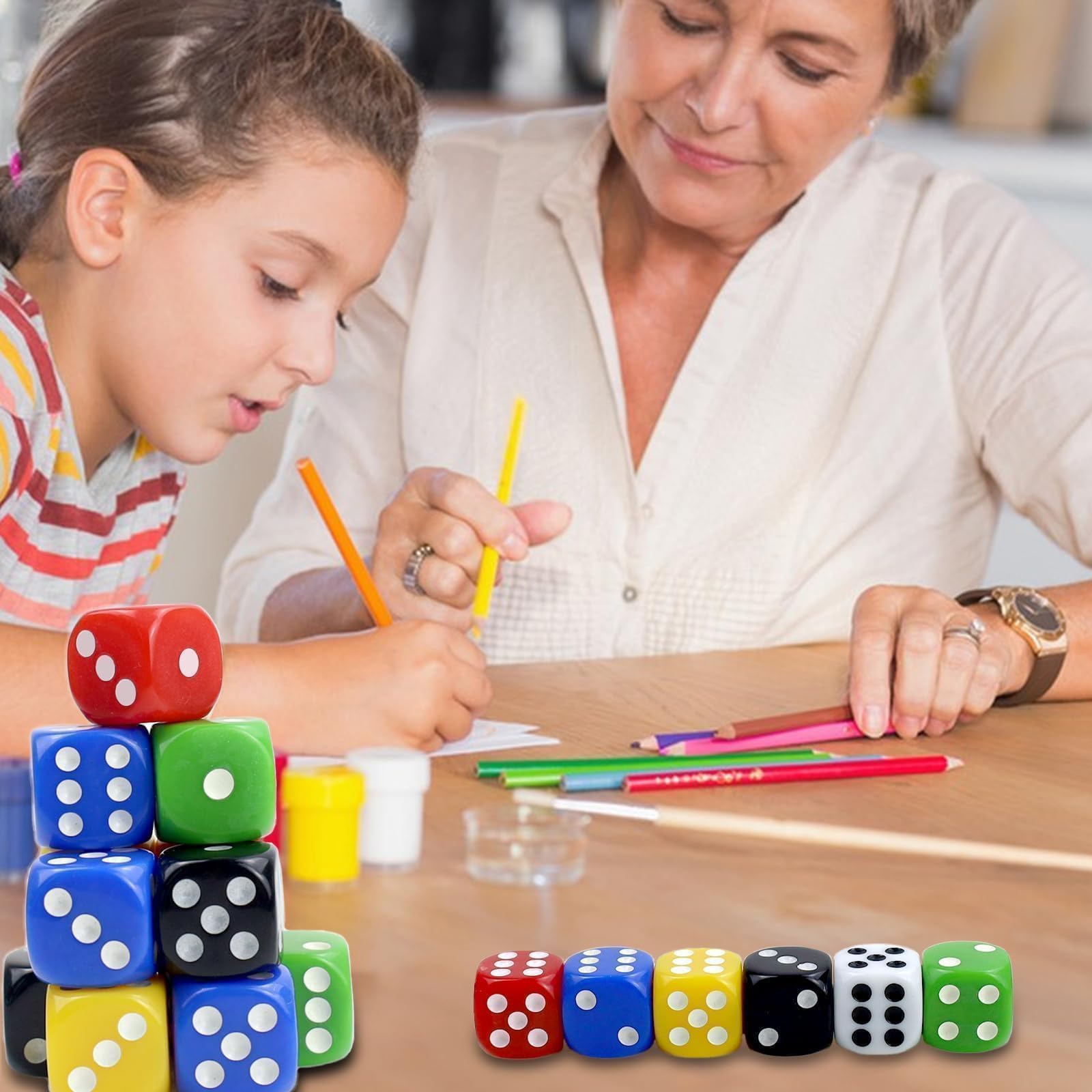 30 Pezzi Dadi Colorati a 6 Facce,22mm D6 dadi in acrilico ,6 Facce Game Dice a cubetti in acrilico con sacchetto a cubo nero,per Poker,Giochi da Tavolo, Giochi con Dadi e Matematici ,poker