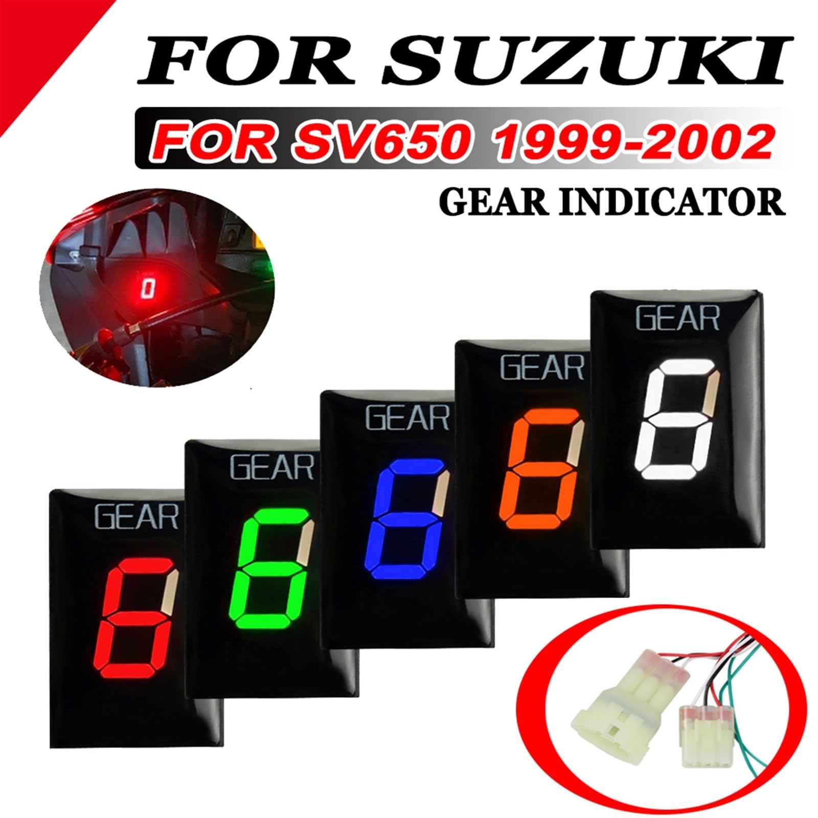 Wivplex Indicatore di marcia per moto Suzuki SV650 SV 650 1999 2000 2001 2002 Iniezione di elettroni speciali Accessori moto Display della velocità Indicatore di visualizzazione delle marce(Rot)