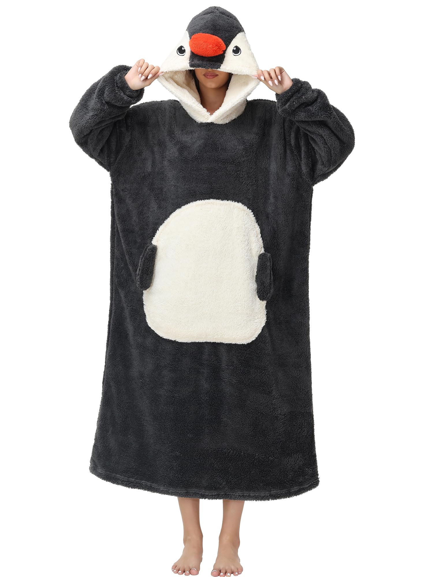 LATH.PIN Hoodie Decke Tragbare Verlängert Übergroße Oversized Pullover Tragbare Deckenhoodie Gemütlicher Decken-Sweatshirt mit Ärmeln und Riesigen Taschen für Erwachsene Unisex