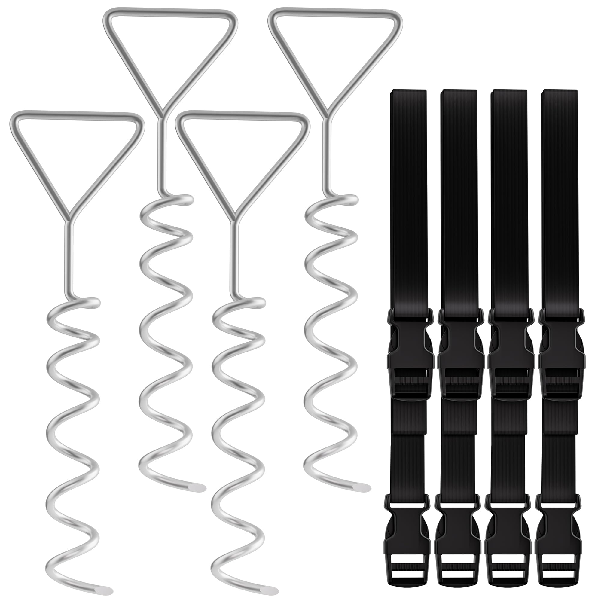 Ultrasport Unisex-Adult Ground Anchor for Trampolines, Swings, Play Towers and More, Spiral Shaped for Absolute Safety, Ground Pegs, Steel Ground Spiral, Approximate 40 cm in length, Silver