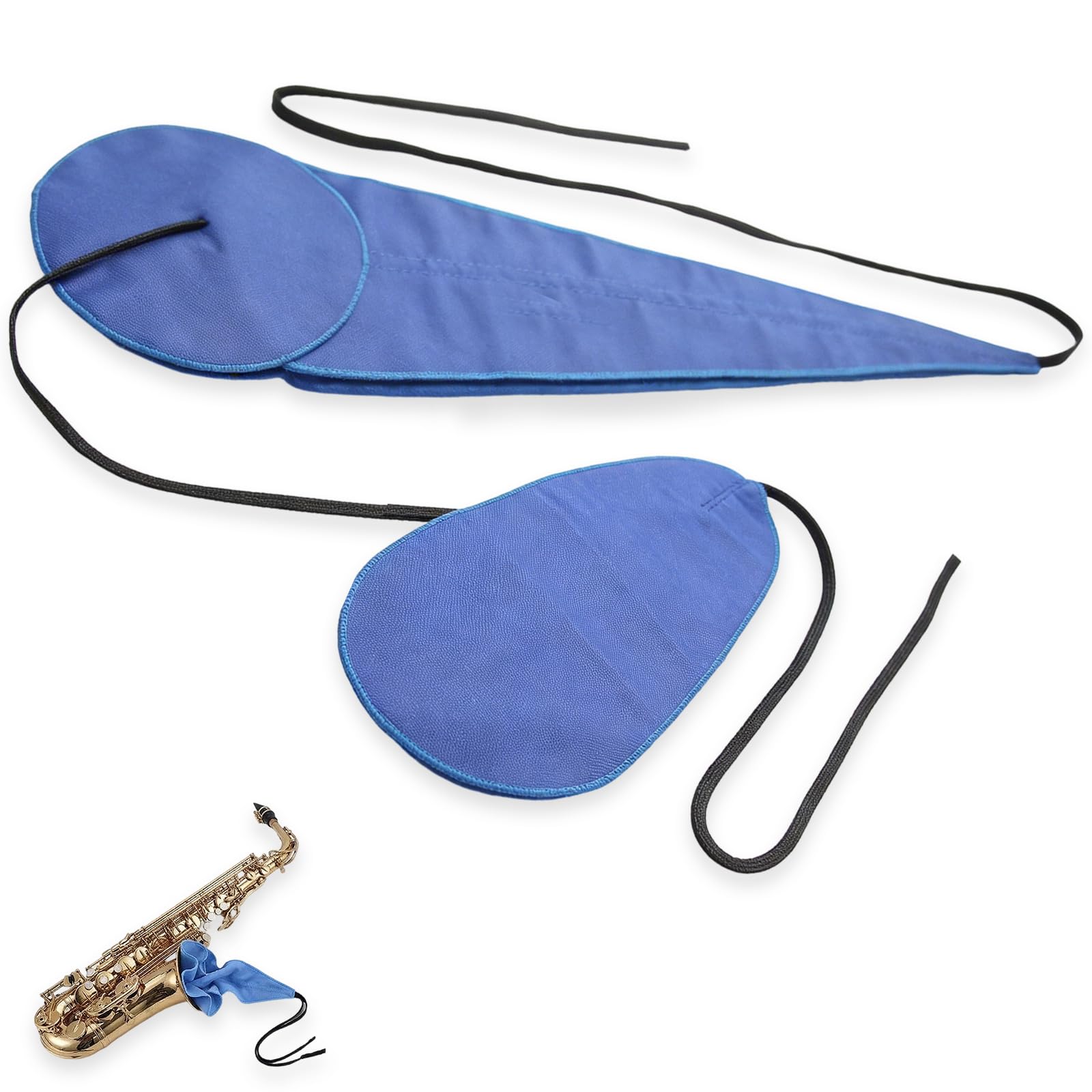 Kit d'Entretien pour Saxophone et Instruments à Vent, Lot de 2 Chiffons de Nettoyage Microfibre et Nylon Bleu, Forte Absorption d'Eau avec Corde et Pendentif en Métal pour Saxophone, Clarinette et Flû