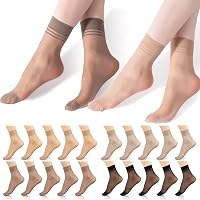 BROPAPA 20 Pairs Women's Sheer Ankle Nylon Socks - Thin Breathable Summer Hosiery, Reinforced Toe, Stylish Cuff, 4 Colors