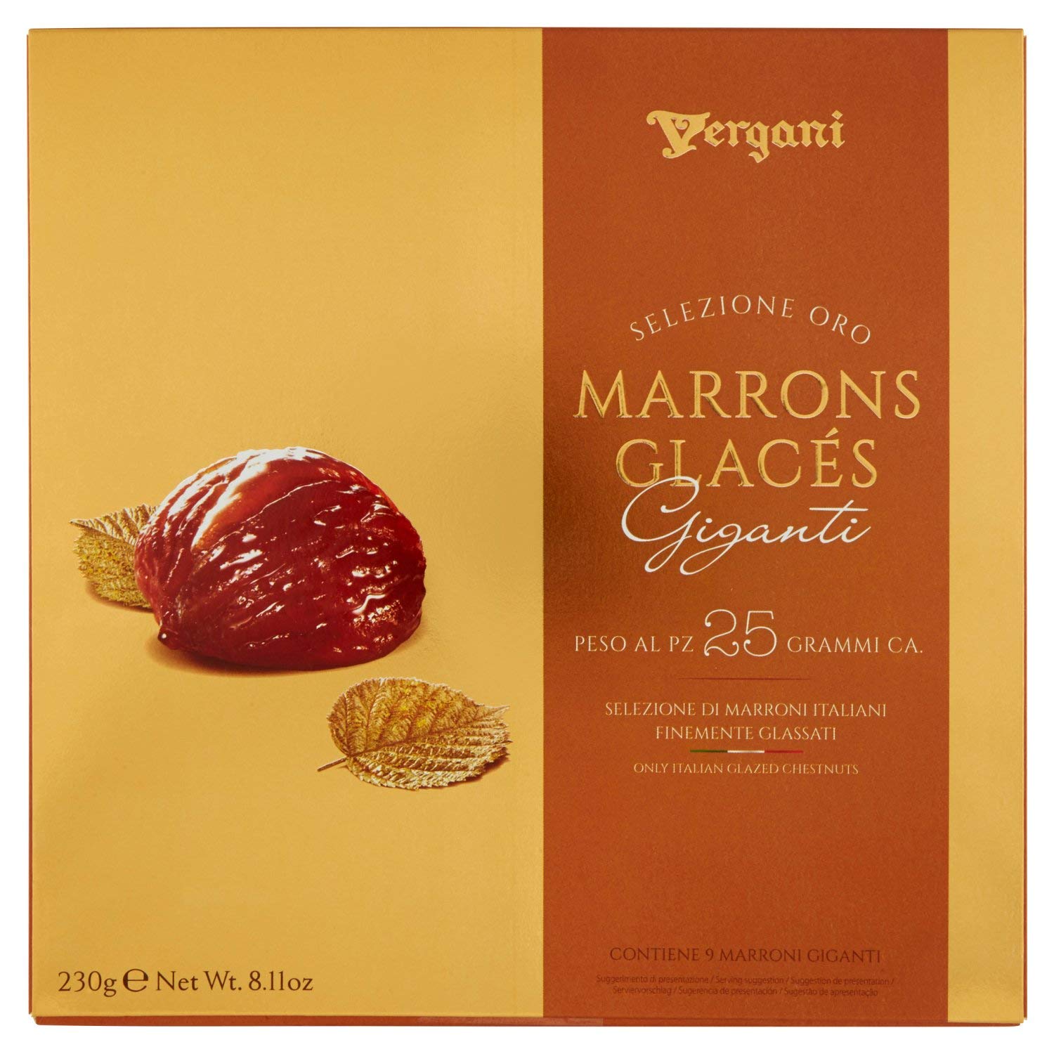 Vergani Marron Glace Interi Confezionati Singolarmente, 230g