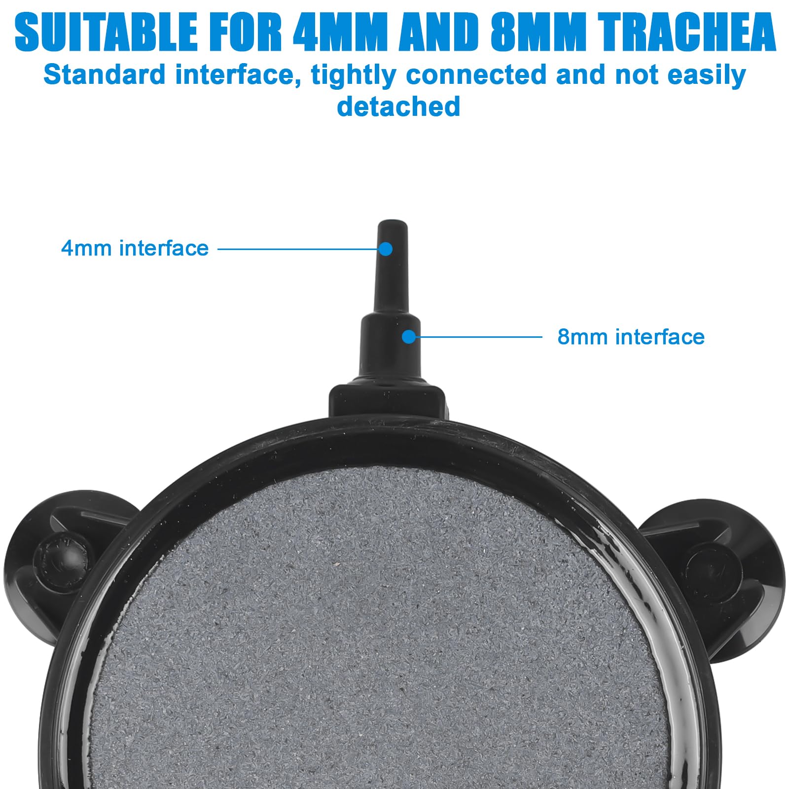 GBKDQQ Lot de 4 pierres à air d'aquarium - 100 mm - Avec 12 ventouses puissantes - Pierre à gazéifier pour étang - Diffuseur super haut pour oxygène dissous - Laisse de petites bulles