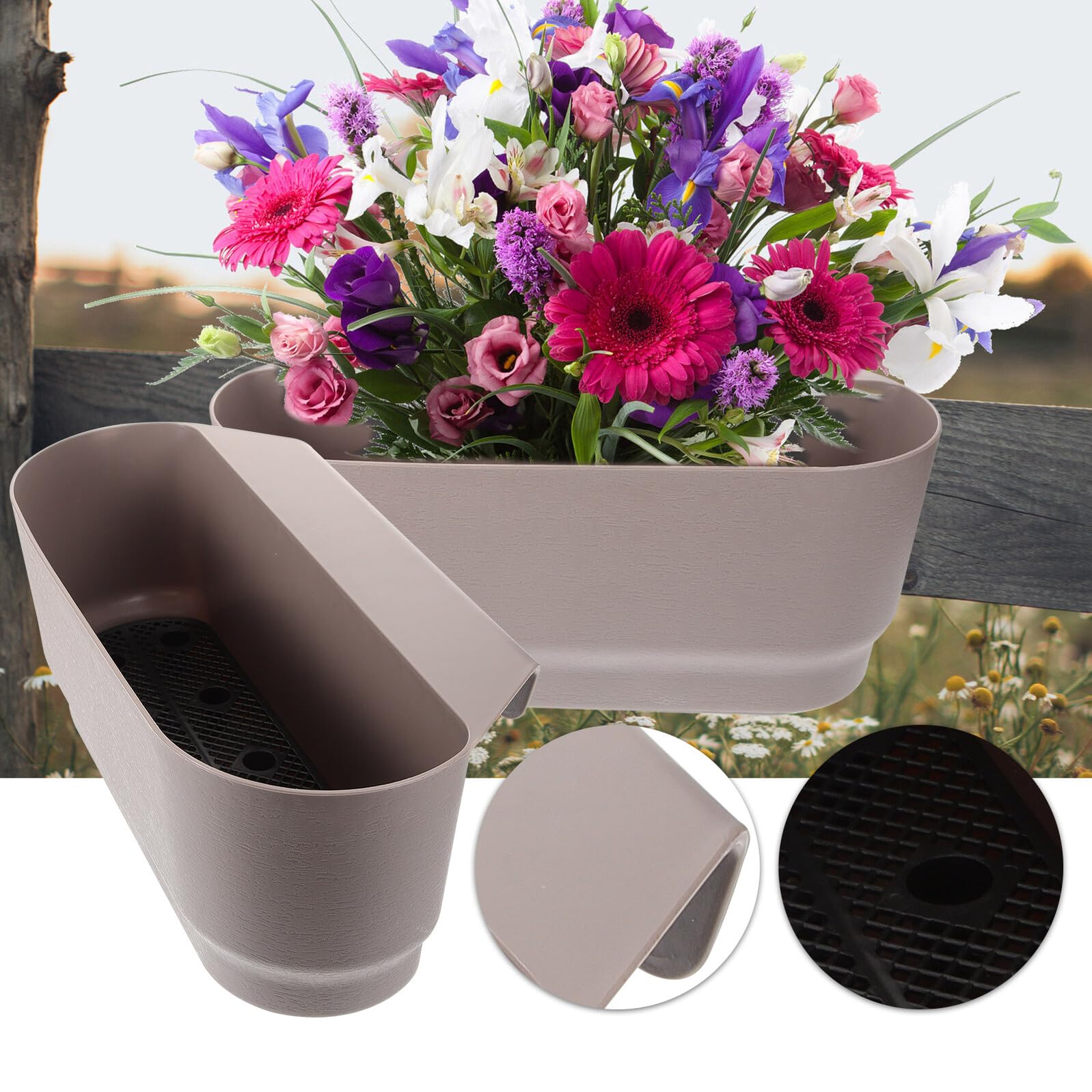 VALICLUD Porta Vasi da Balcone da Ringhiera in Plastica Resistente per Piante Sospese, Design Salvaspazio e Durevole, per Decorazioni Casa e Locale