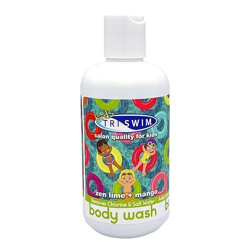 TRISWIM KIDS - Gel de lavado corporal perfumado para después del nadador para el cuidado de la piel, eliminación de cloro, alivia e hidrata la piel,