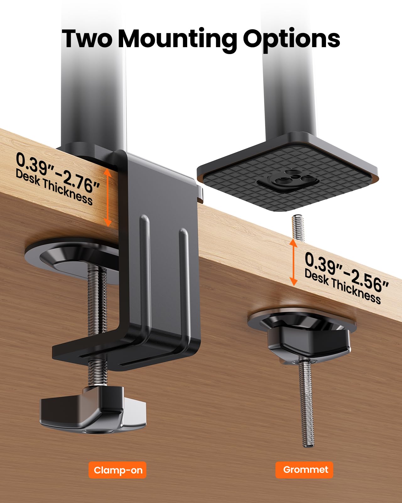 ErGear Monitor Halterung 2 Monitore für 13″-32″, vertikale Dual Monitor Arm Bildschirm 9kg, erhöht Stabilität mit integriert C-Klemme, verbessert Kabelmanagement, VESA 75x75/100x100mm, schwarz