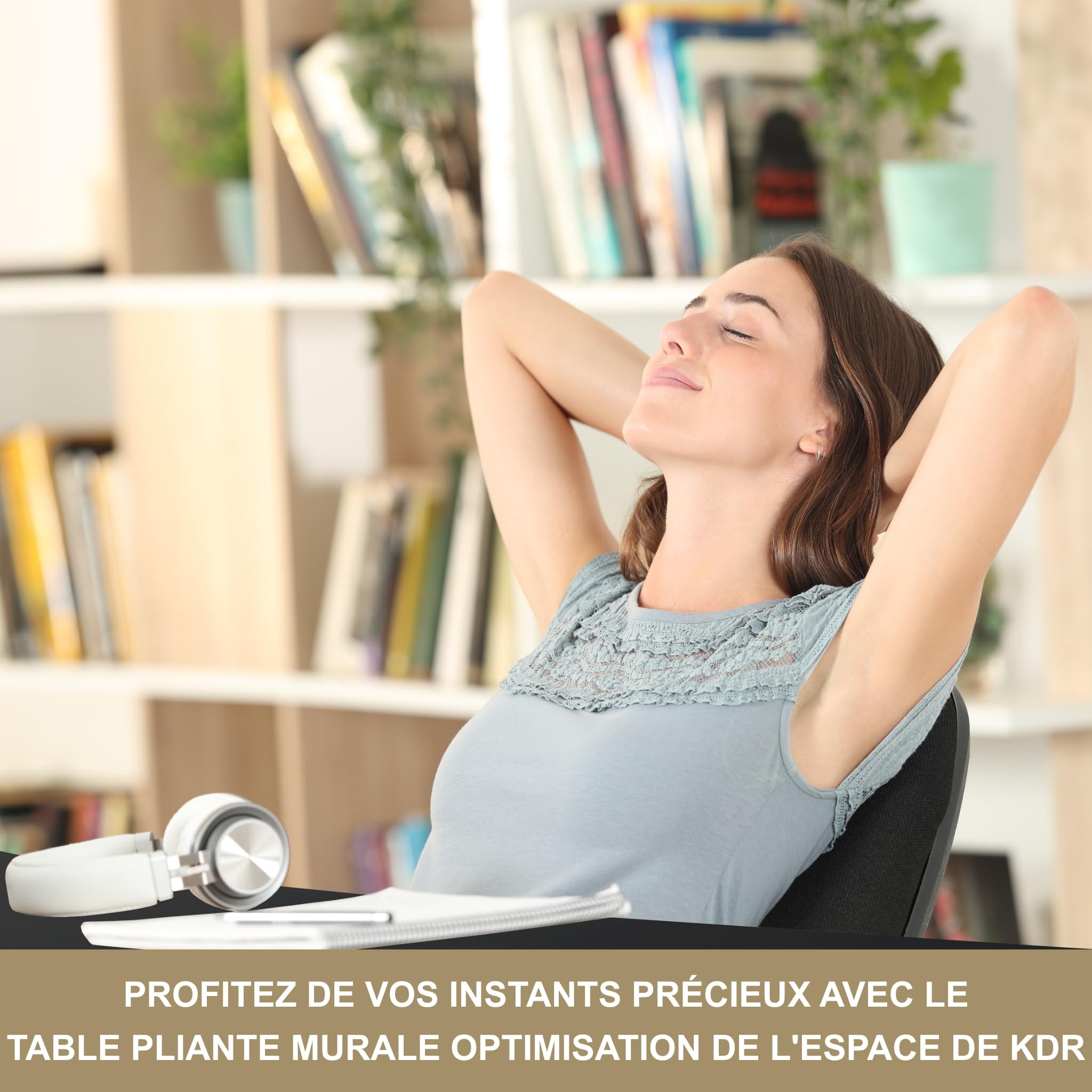 KDR Table Murale Pliante – Table Rabattable Gain de Place, Bureau Pliable ou Table de Cuisine et Salle à Manger, Table Murale pour Petit Espace, Table Mur Rabattable (Noir, 70×40 cm)