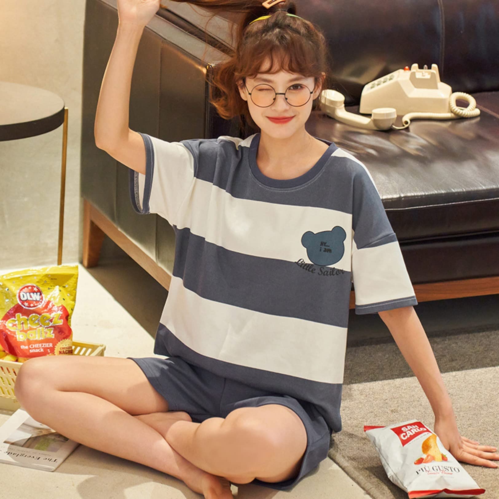 Amazon.co.jp: パジャマ レディース 半袖 Tシャツ 夏 短パン ハーフ