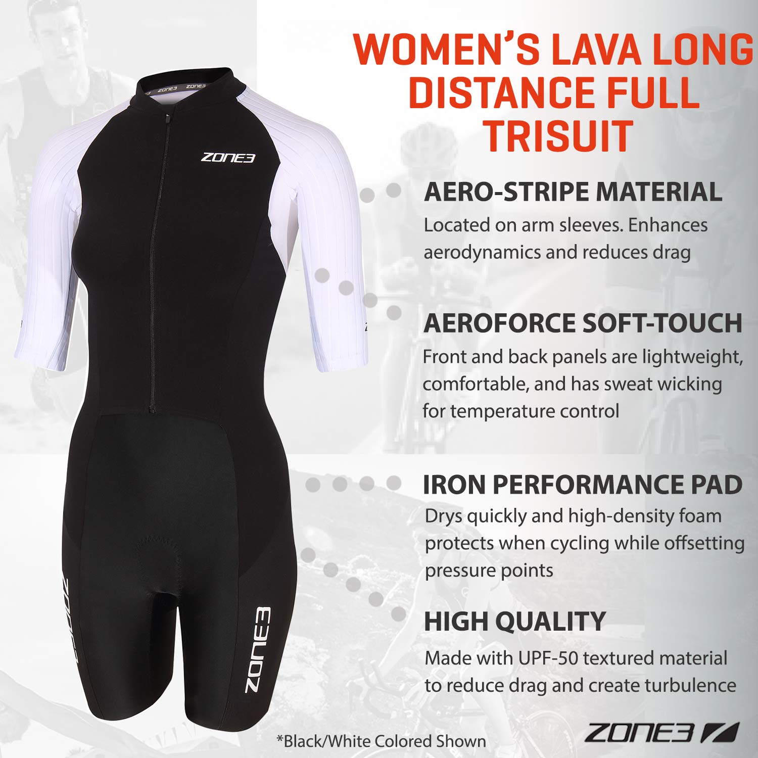 ZONE3 Women's Lava Long Distance Full Zip Short Sleeve Tri Suit