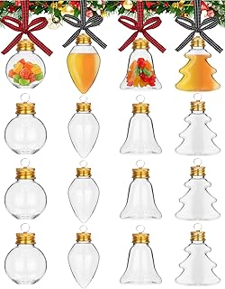Yotako 16Pcs Fillable Christmas Ornaments, Booze Balls Christmas Ornaments Clear Ornaments for Drinks Christmas Booze Balls (4 Style, 50ml), Gift