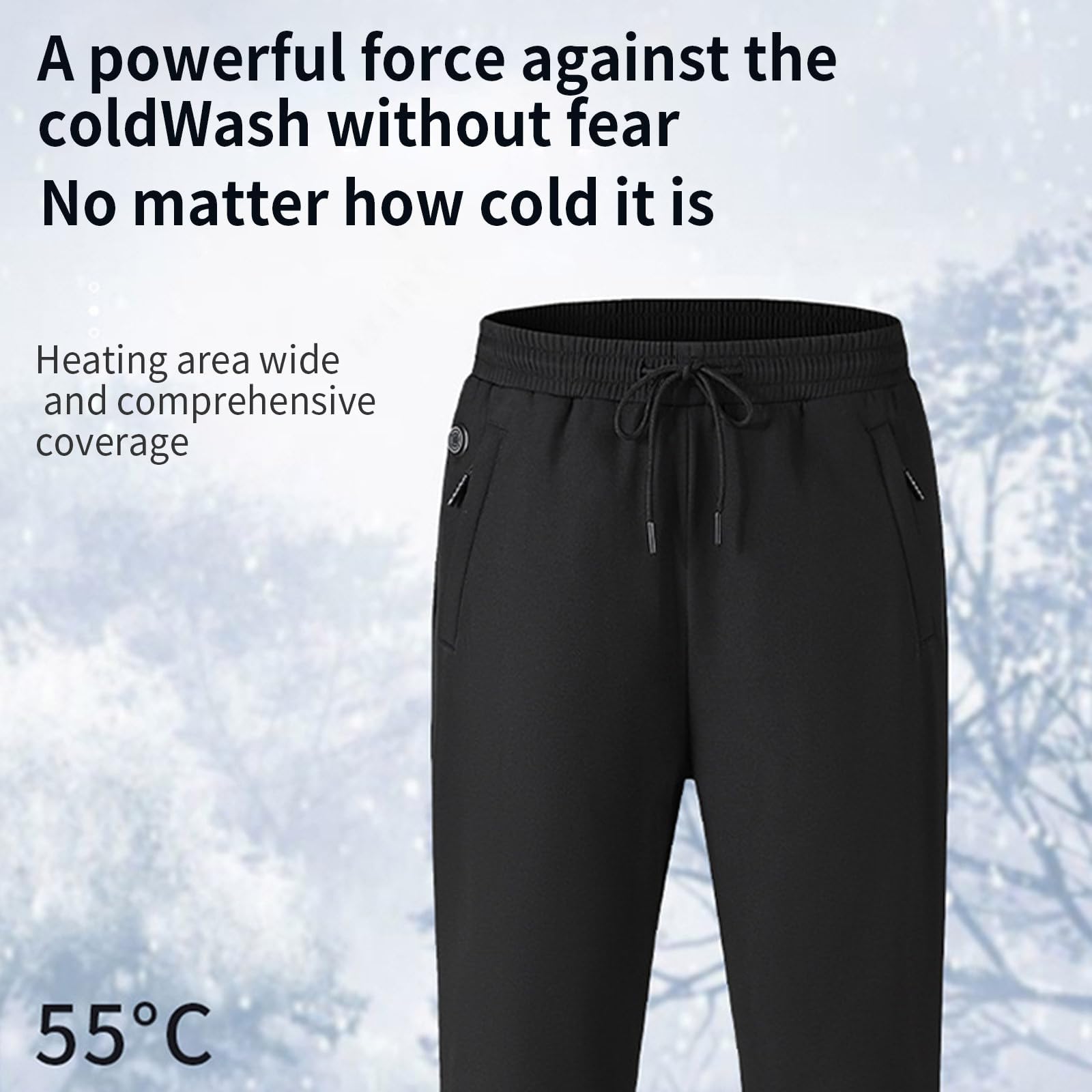 Pantalones térmicos para hombre, pantalones de calefacción recargables, para caza, invierno, nieve, ropa con calefacción, forro polar, camuflaje, A-Negro, Medium