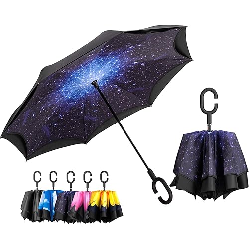 LANBRELLA Umbrella Windproof Travel Umbrella Compact Folding Reverse Umbrella