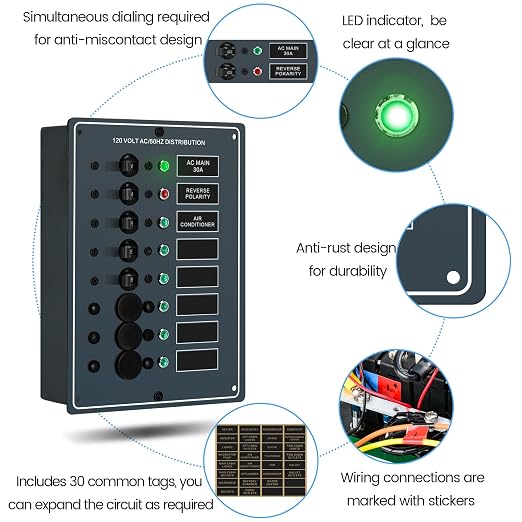 Panel interruptor 6 posiciones con LED para AC marine miniatura 4