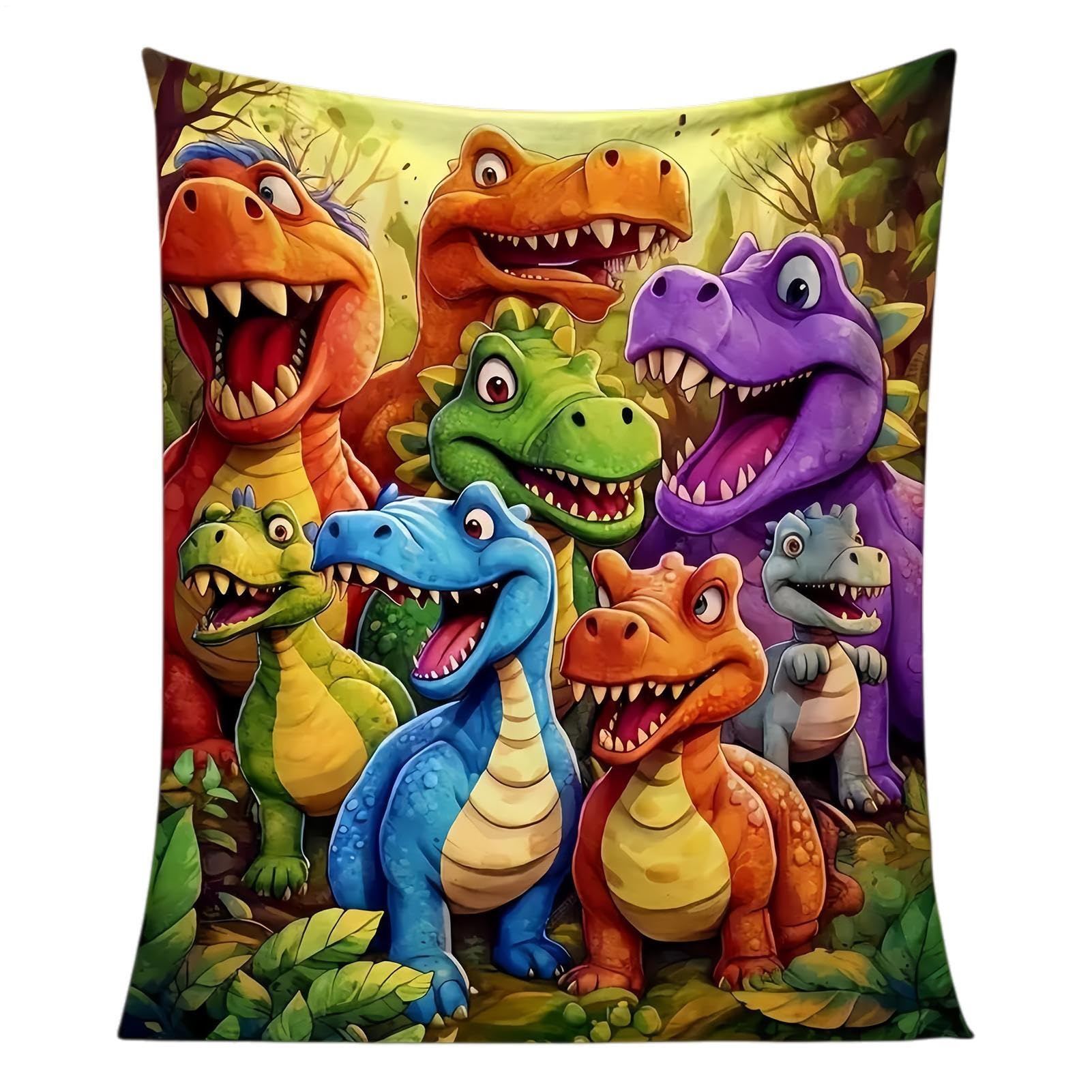 Coperta in flanella con dinosauro - Copriletto morbido e accogliente, copriletto caldo e leggero, simpatico copridivano decorativo | Coperta pelosa per bambini, ragazzi, ragazze, adolescenti, salotto,
