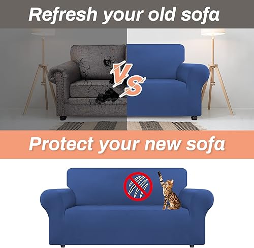 Miniatura 4 de Funda elástica de elastano para sofá, suave y lavable de 1 pieza, para 2 cojines, con protector elástico de muebles para mascotas, niños (tamaño