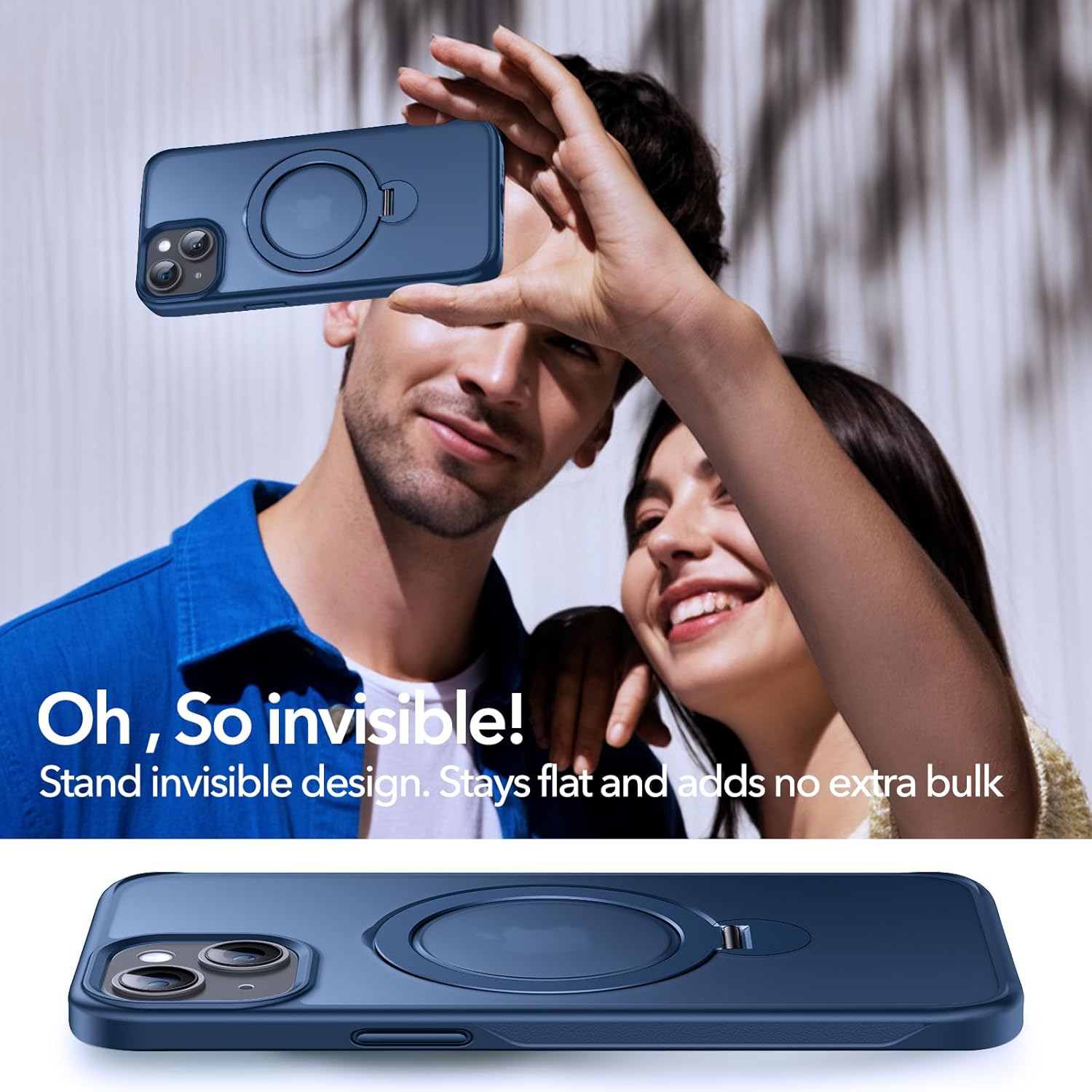 Anqrp 360° All-in-ONE Stand Case for iPhone 14/13 Case with Rotatable Magnetic Kickstand Ring Holder, Compatible with MagSafe, MIL-Grade Shockproof iPhone 14/13 Phone Case Cover, Blue - Image 7